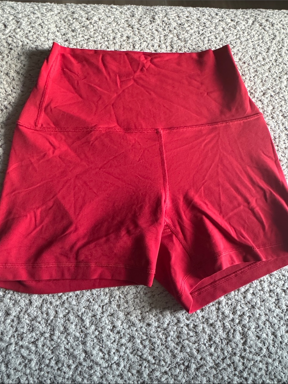 High-Waist Red Women’s Active Shorts